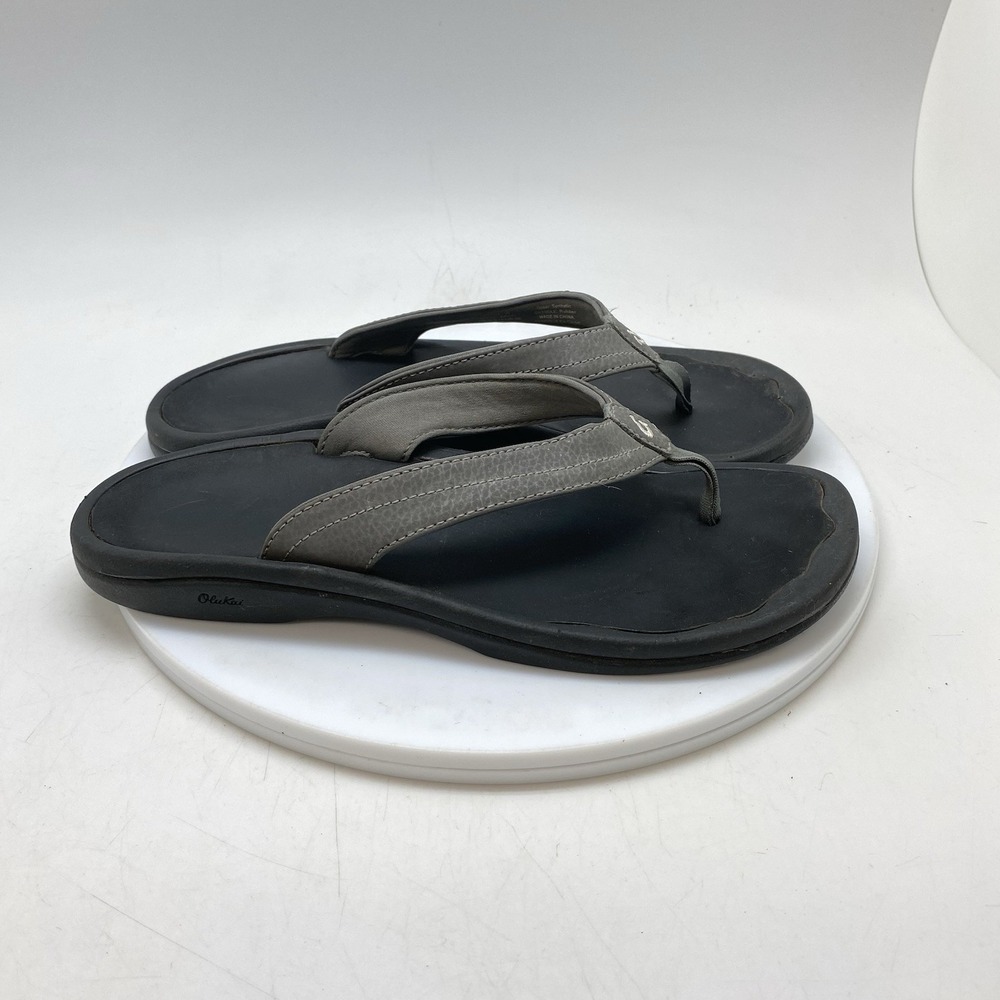OluKai Ohana Sandals Womens 9 Black Flip Flops Thong Comfort 20110-8ACC Beach